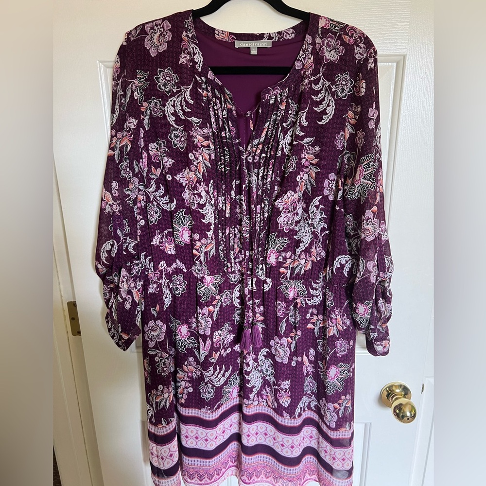 Daniel Rainn XL Boho Purple Floral Dress